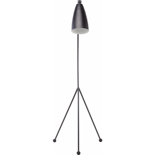 Lucille Floor Lamp w/ Black Shade on Steel Frame & Tripod Legs